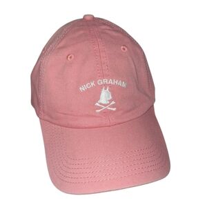 Nick Graham Dog Cross Bones Embroidered Pink Baseball Cap Hat One Size With Tags